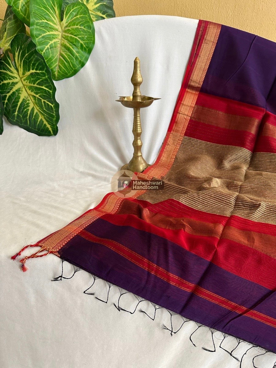 Maheshwari Violet Gicha Pallu Saree 012