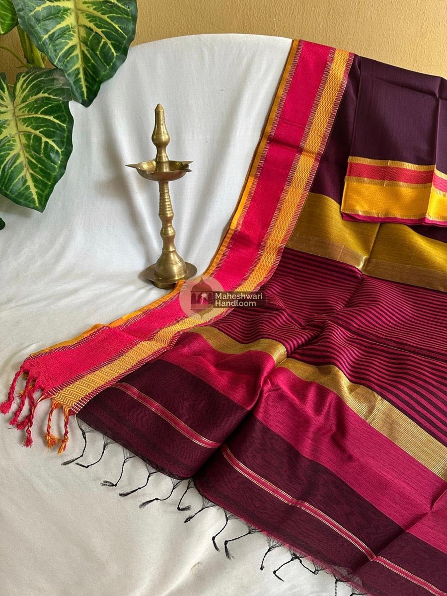 Maheshwari Coffee Ganga Jamuna Rewa Border Saree 018