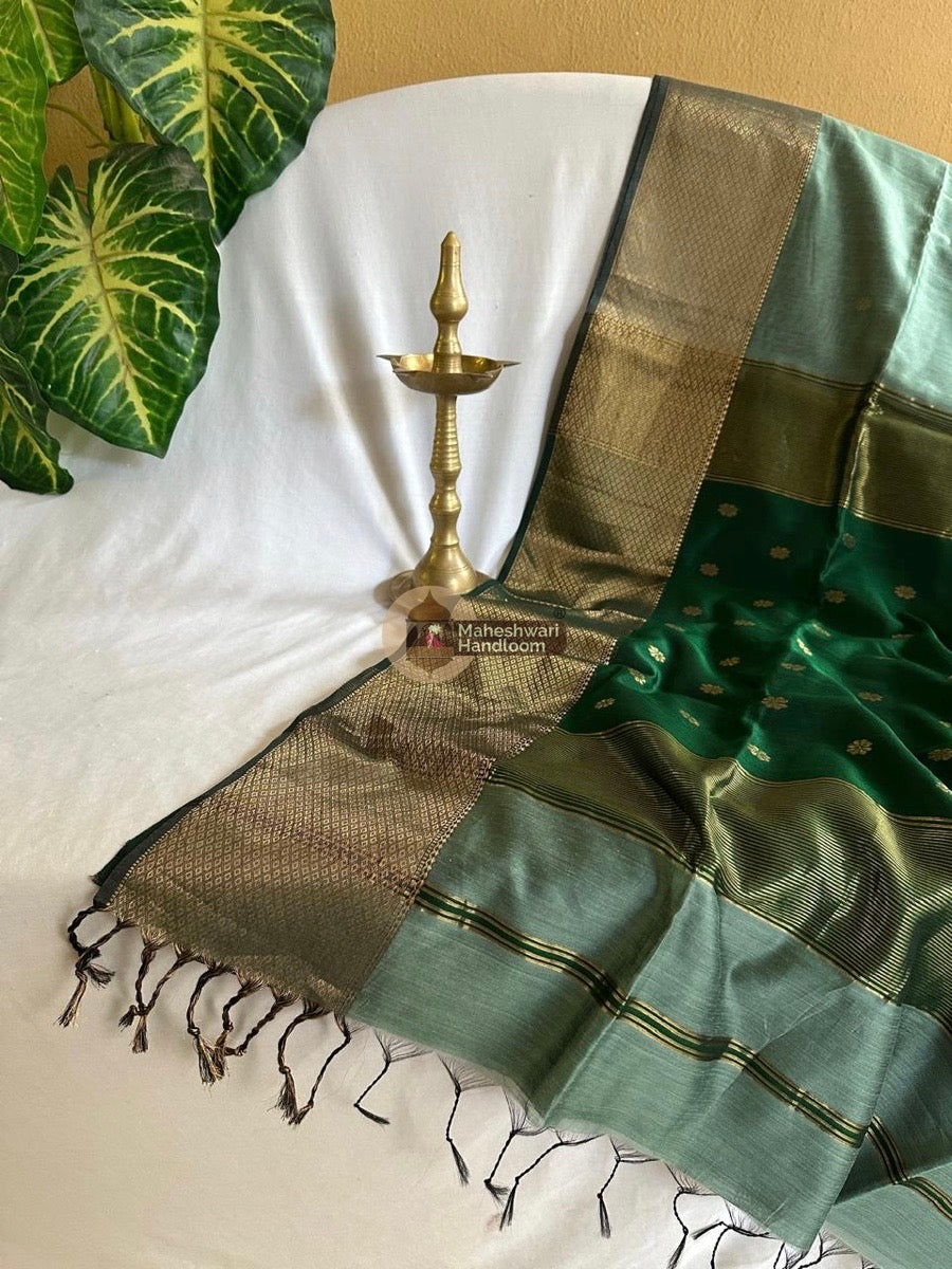 Maheshwari Light Aqua Green Zari Skirt Butti Saree 038