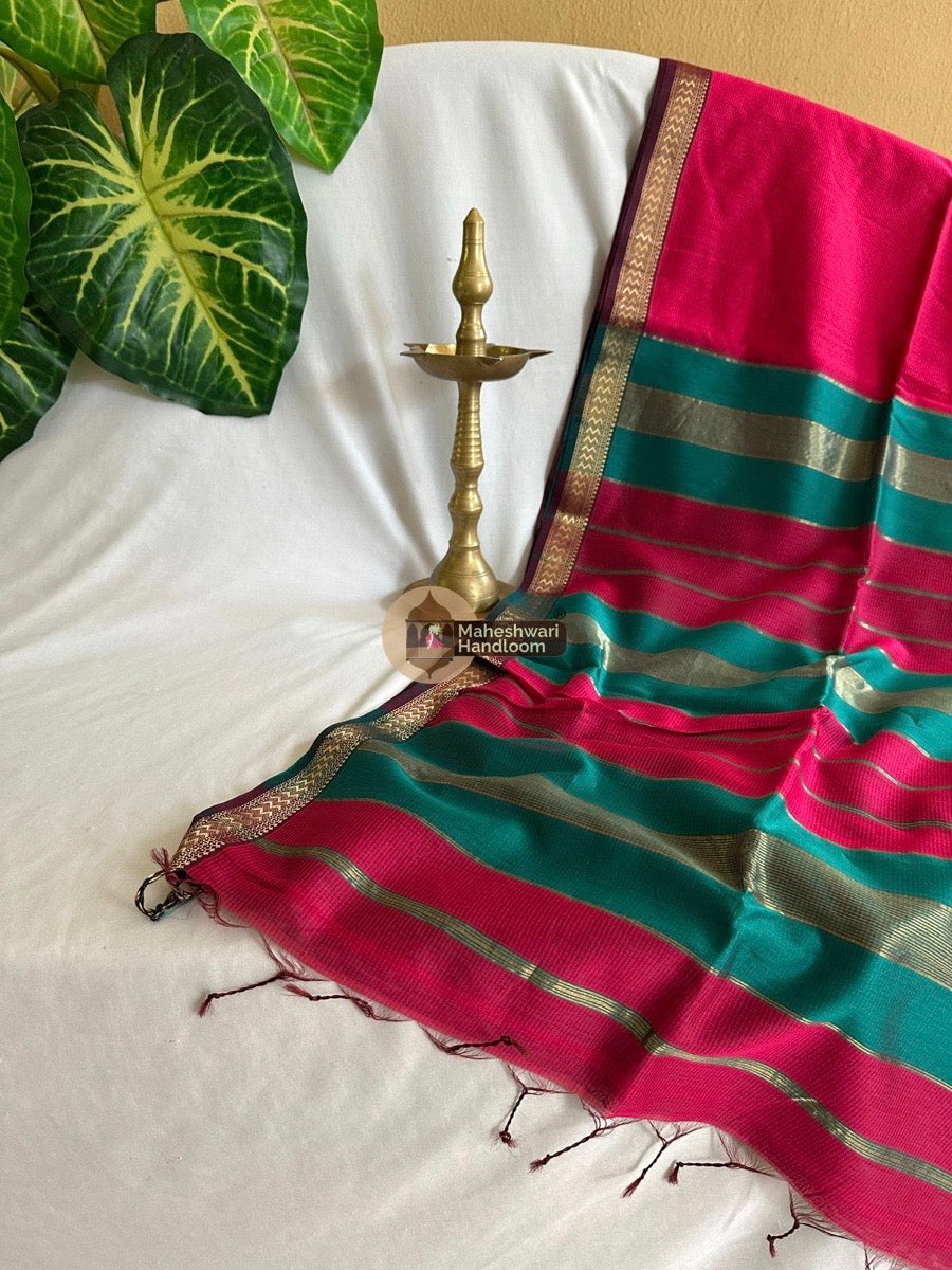 Maheshwari Rani Pink Rasta Lehar Saree 03