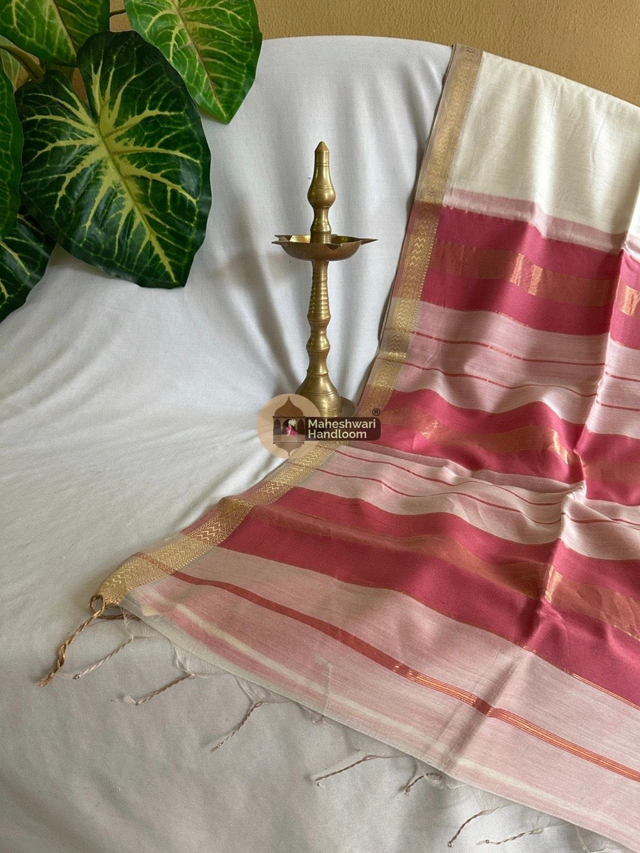 Maheshwari White Rasta Lehar Saree 013