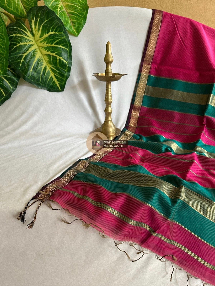 Maheshwari Rani Pink Rasta Lehar Saree 010