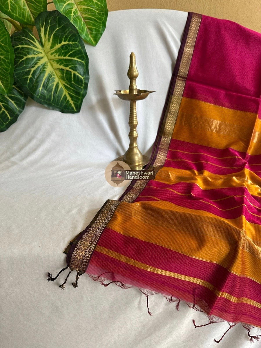 Maheshwari Rani Pink Rasta Lehar Saree 015