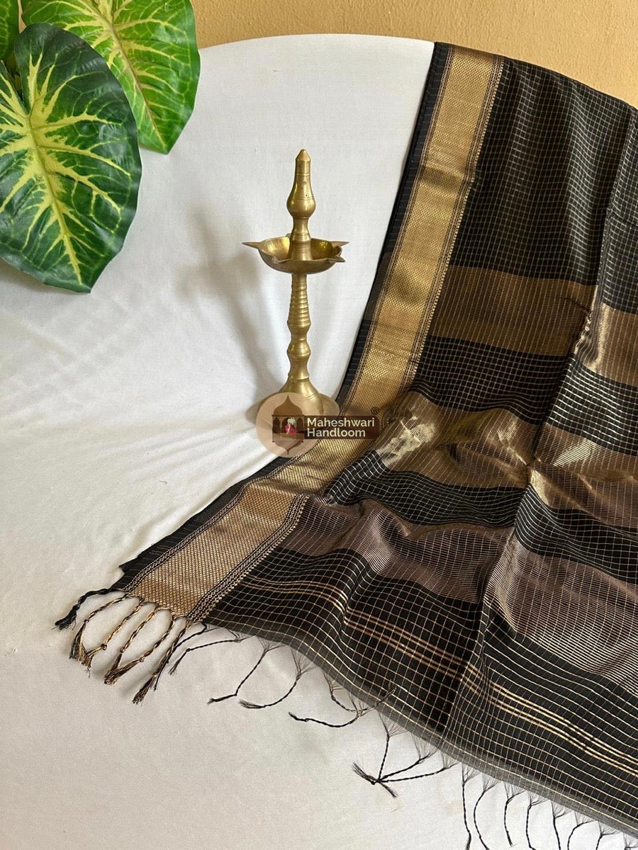 Black Zari Checks Saree 0113
