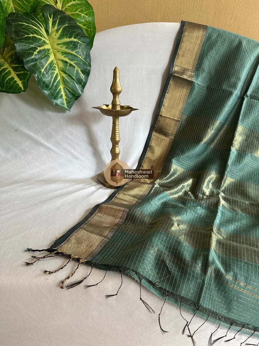 Aqua Green Zari Checks Saree 0145