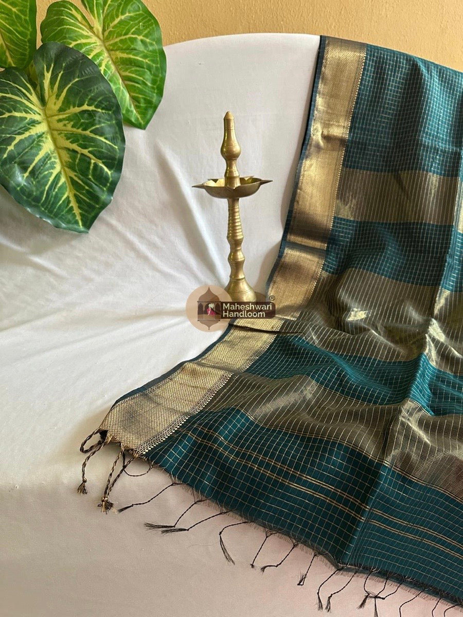 Rama Green Zari Checks Saree 0146