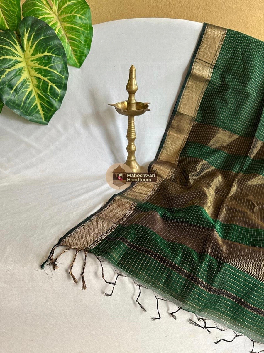 Green Zari Checks Saree 0138