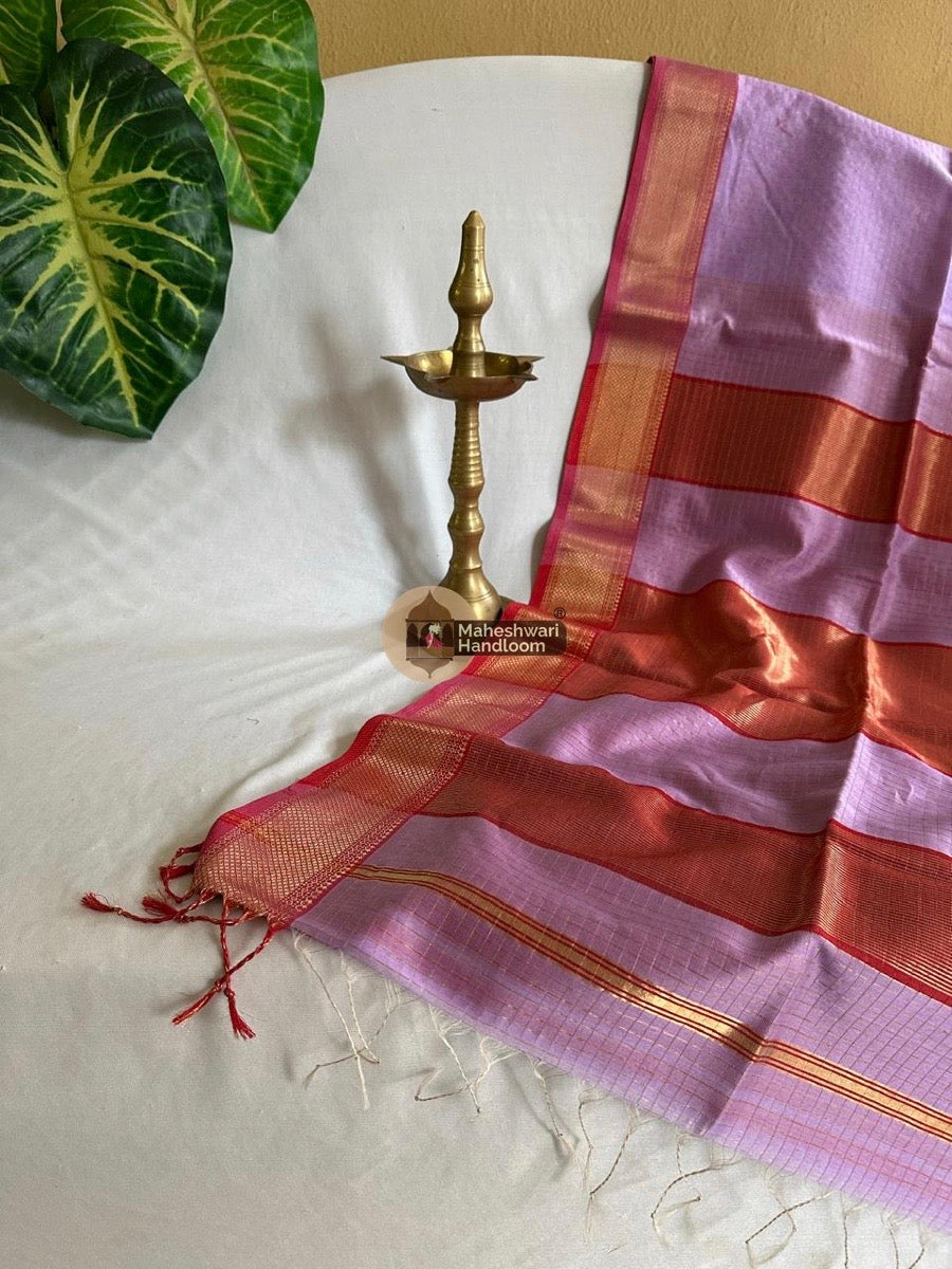 Lavender Zari Checks Saree 0108