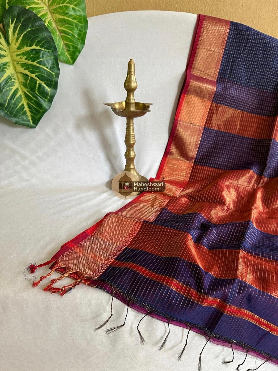 Royal Blue Zari Checks Saree 0115