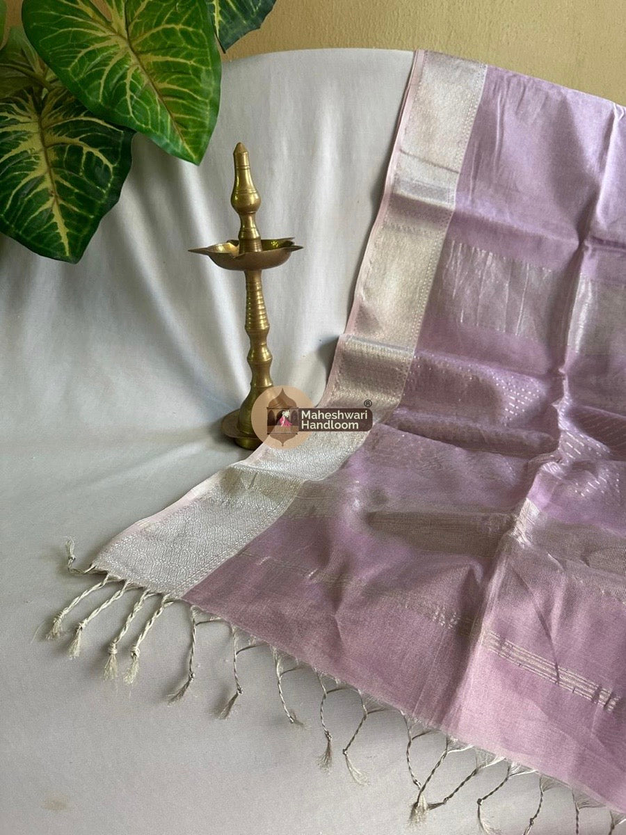 Maheshwari Lavender Tissue Silk Saree 05