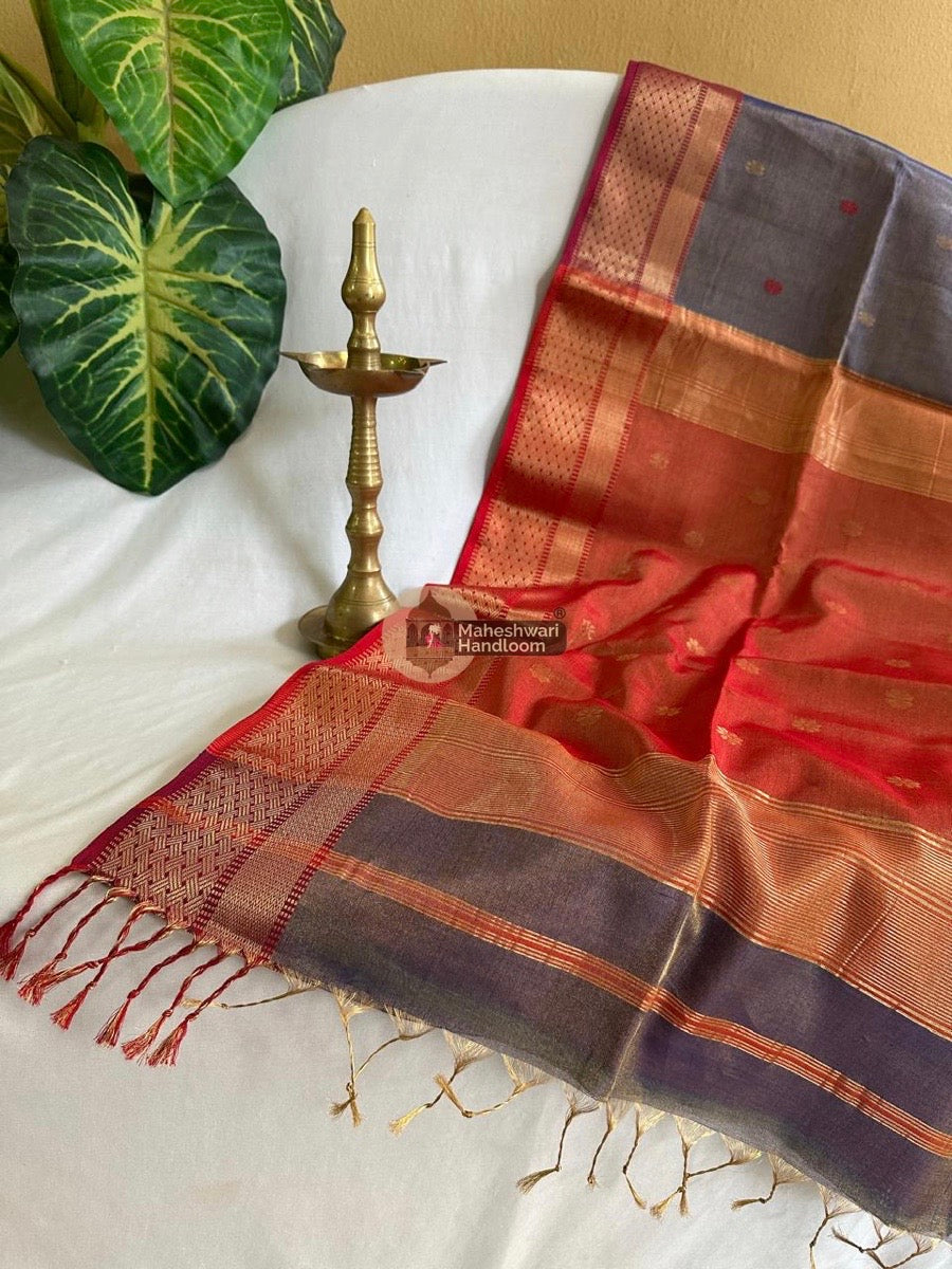 Maheshwari Blue Tissue Butti Saree 010