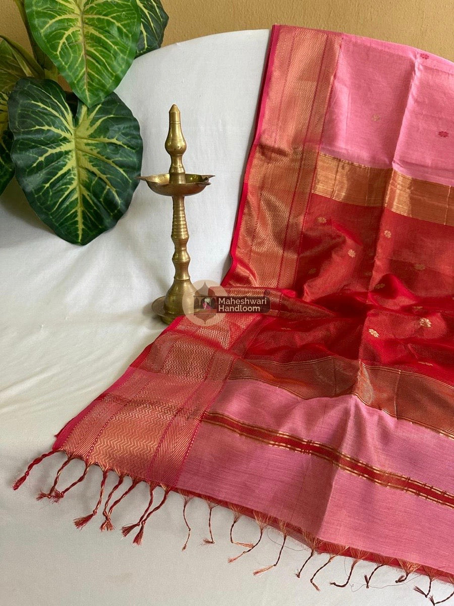 Maheshwari Baby Pink Tissue Butti Saree 022