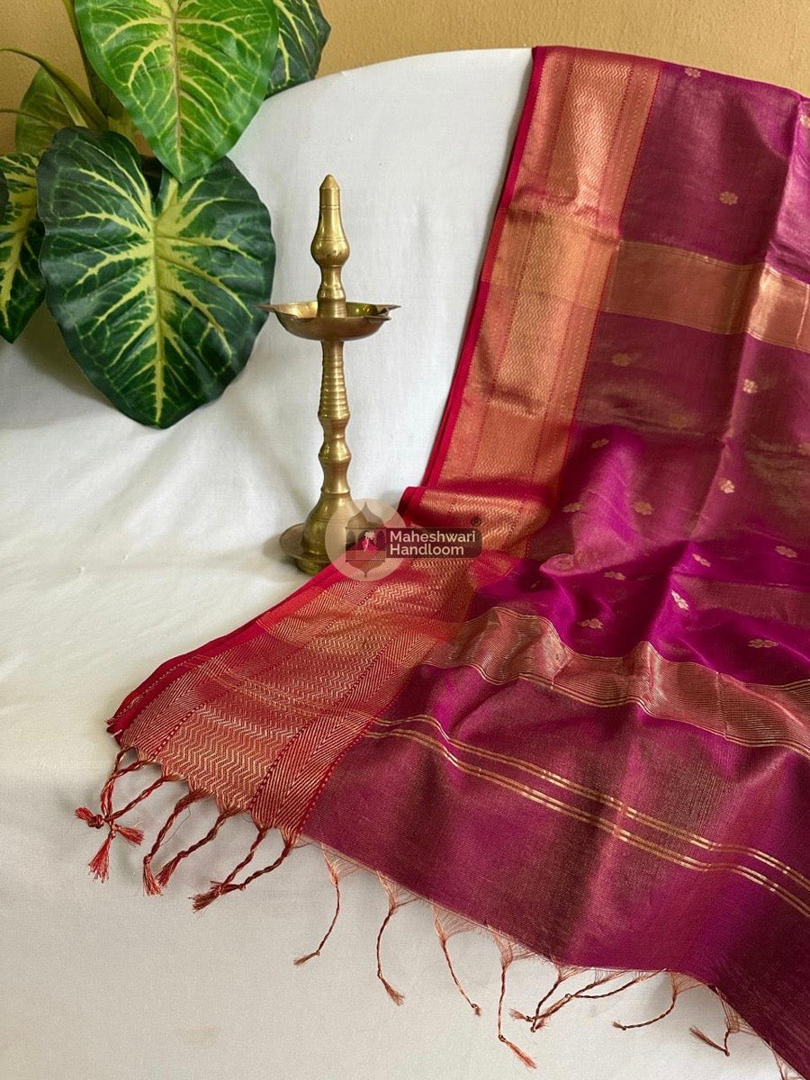 Maheshwari Magenta Tissue Butti Saree 024
