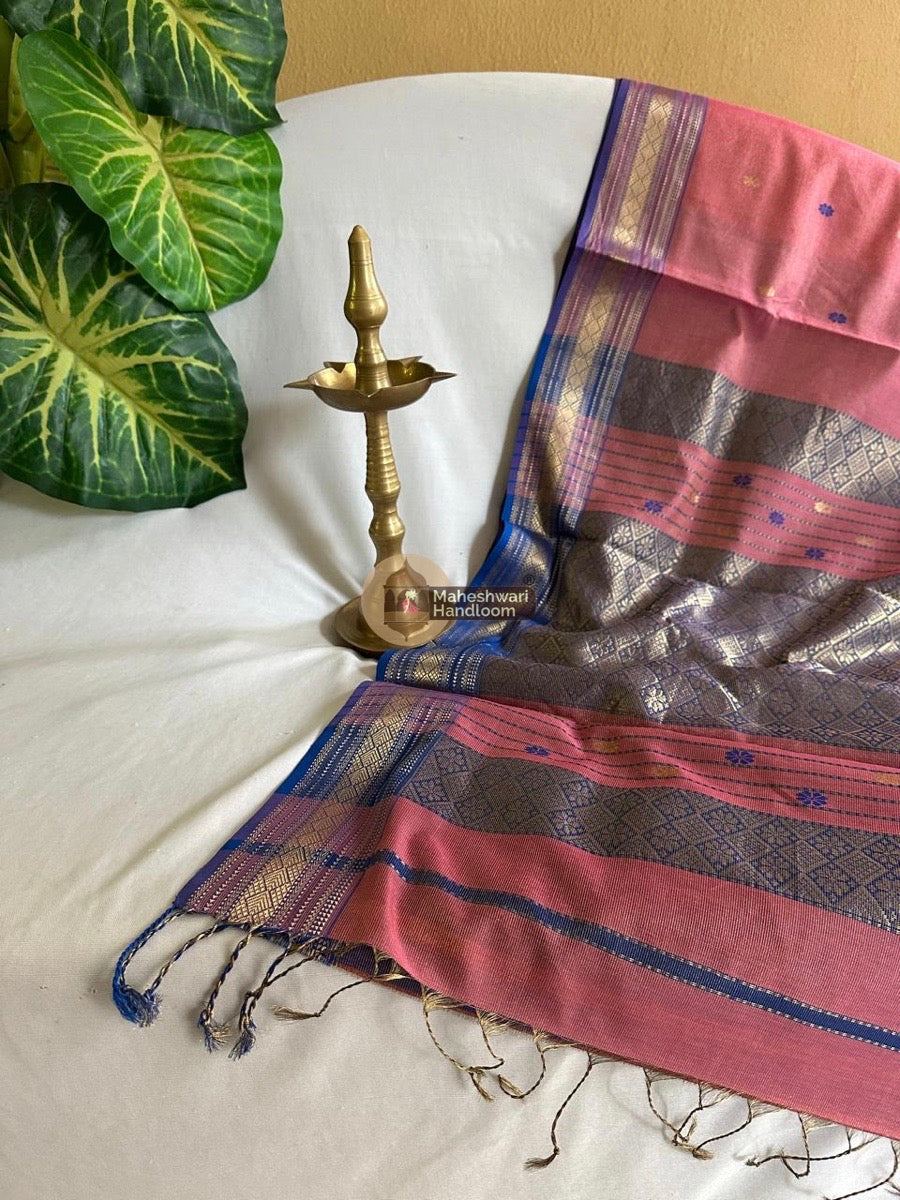 Maheshwari Pink Tissue Rich Pallu Saree 02