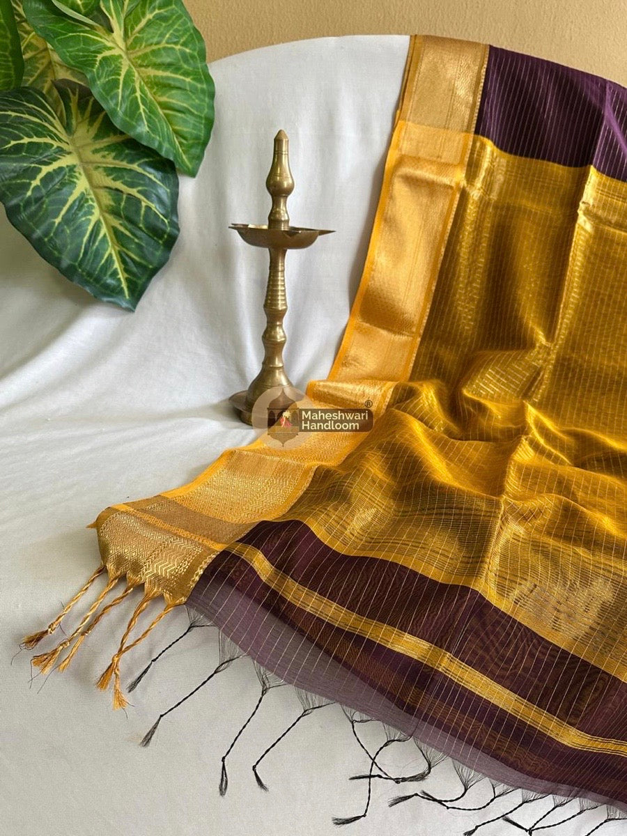 Maheshwari Wine Zari Linning Saree 015