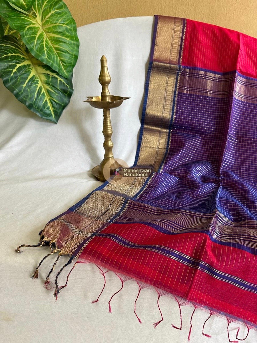 Maheshwari Rani Pink Zari Linning Saree 017