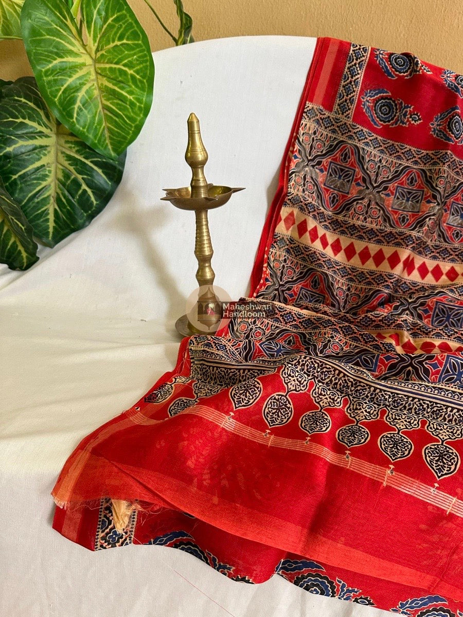 Red Chanderi Silk Saree 07