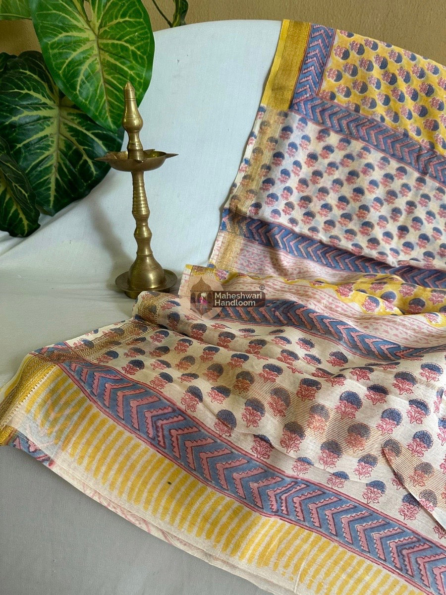 Yellow Chanderi Silk Saree 05