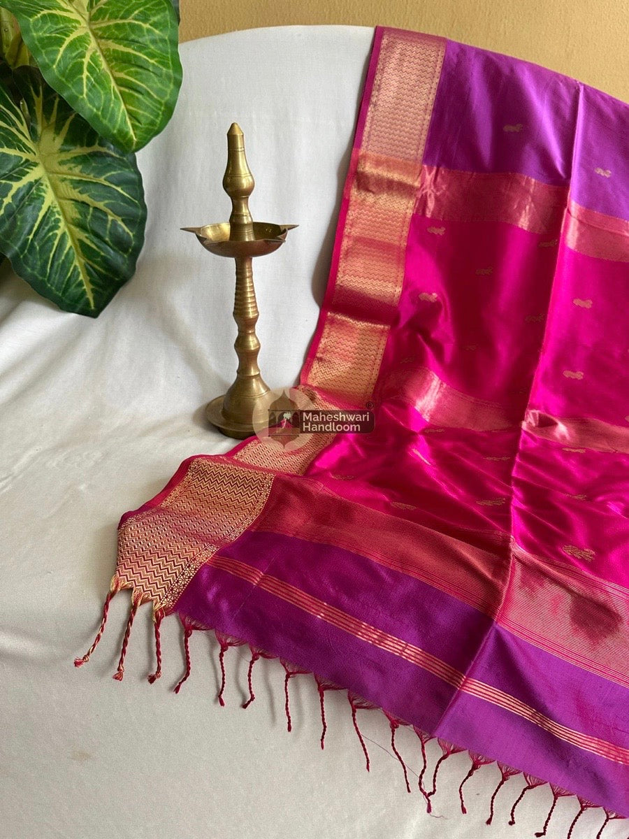 Maheshwari Deep Purple Pure Mulbury Silk Saree 012