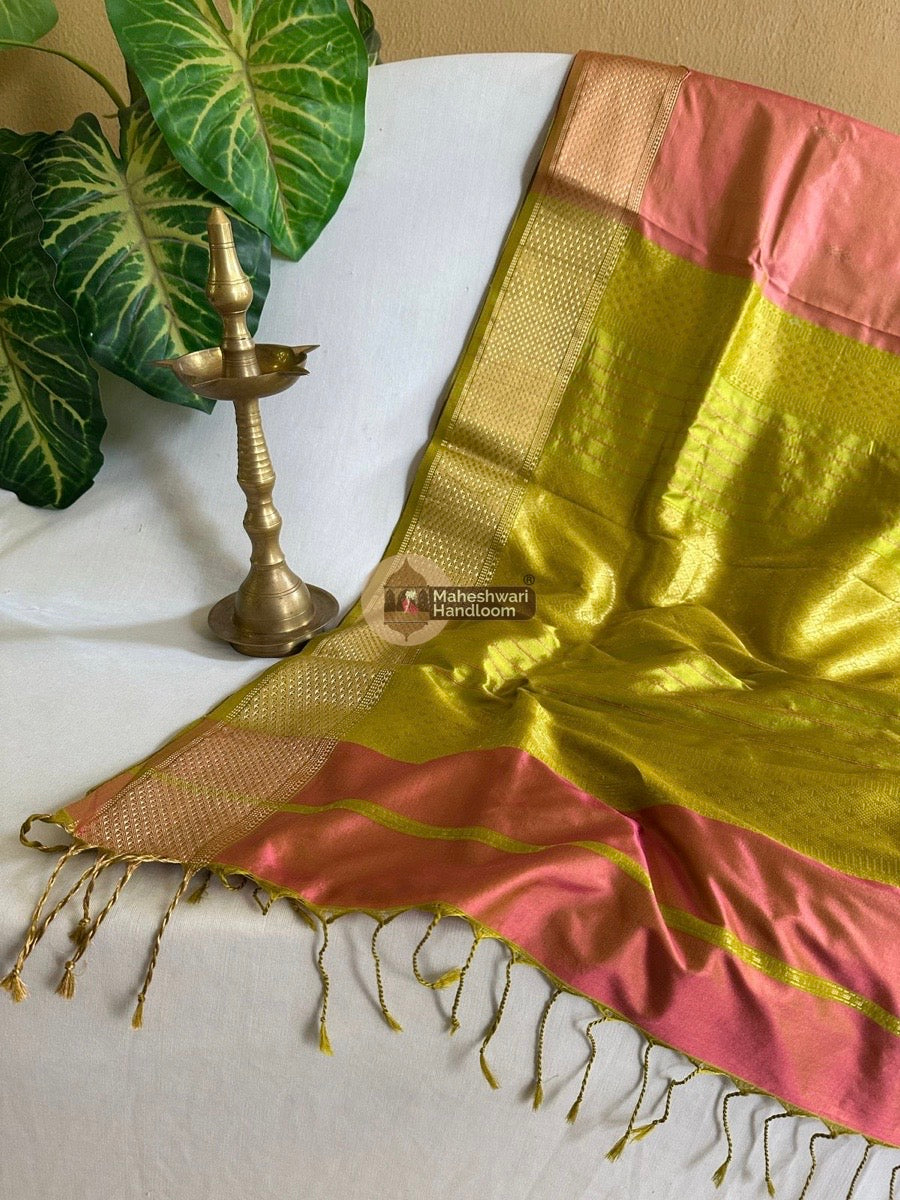 Maheshwari Pink Pure Mulbury Silk Saree 03