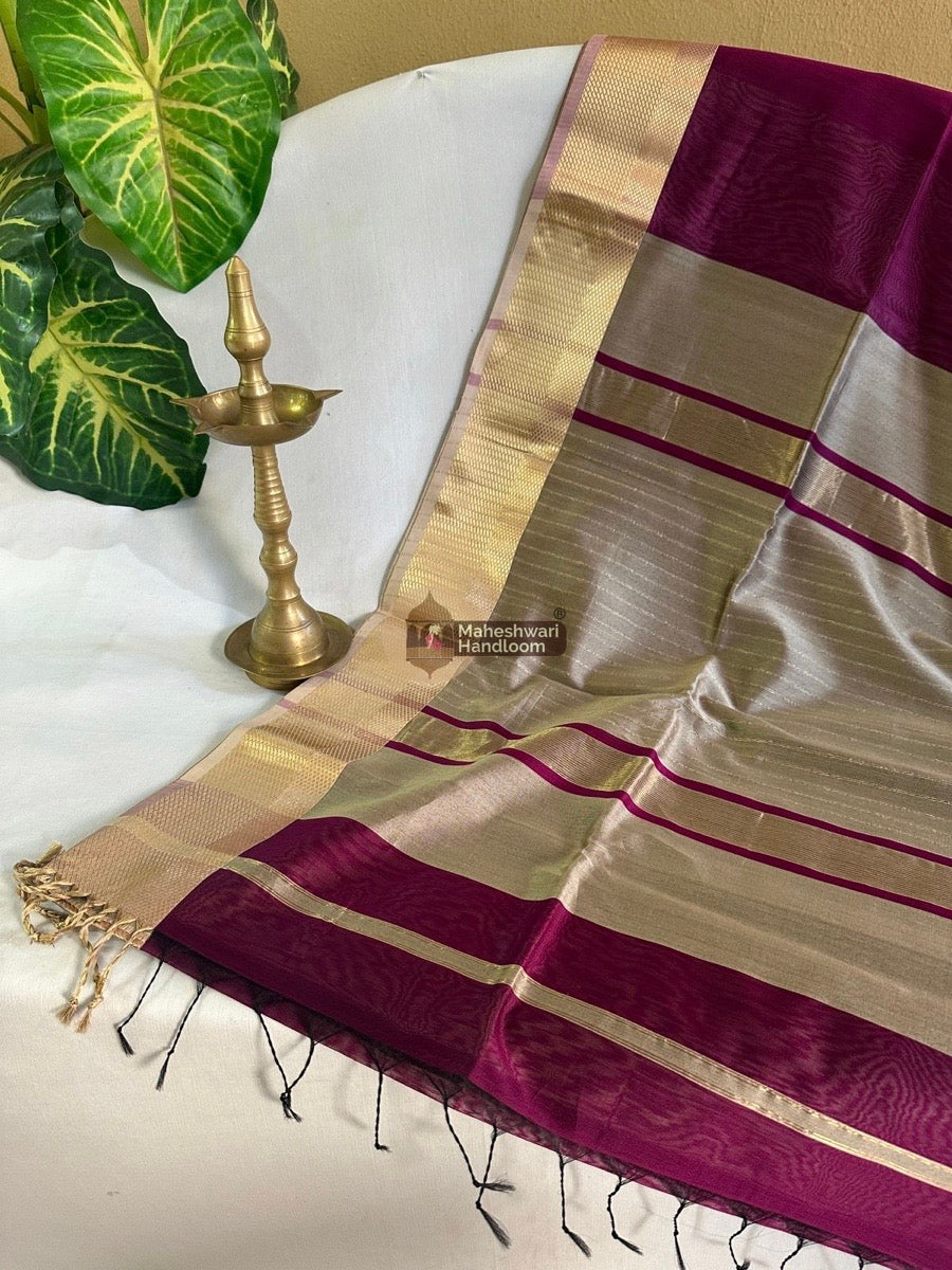 Maheshwari Magenta Resham Thread Border Saree 025