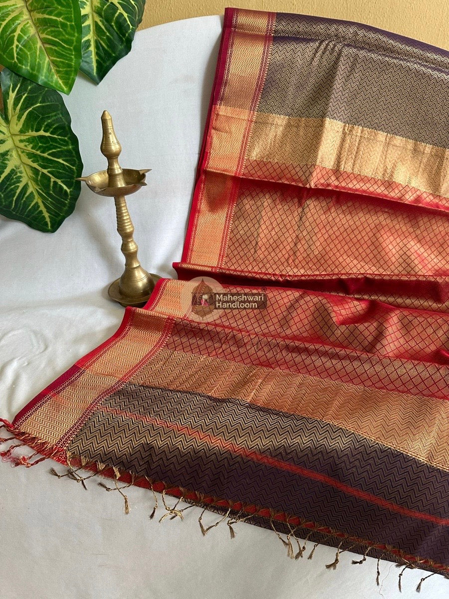 Maheshwari Purple 4 Pedal Tissue Saree 01