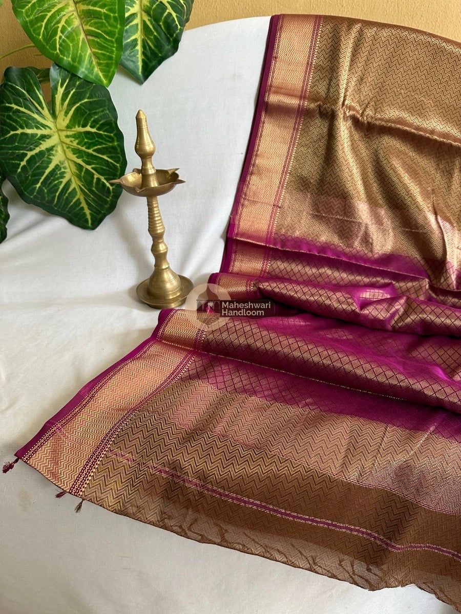 Maheshwari Brown 4 Pedal Tissue Saree 013