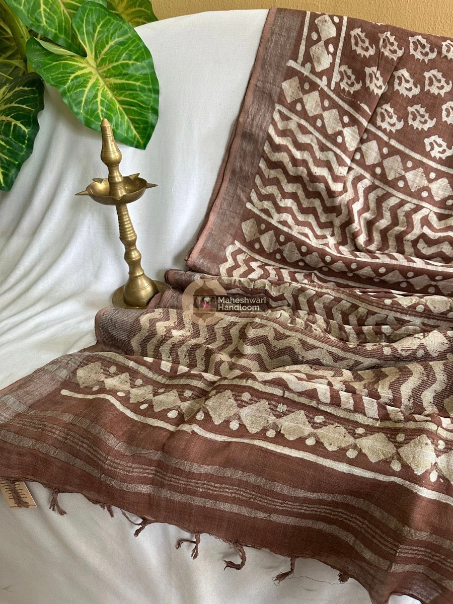 Coffee Brown Cotton Linen Saree 012
