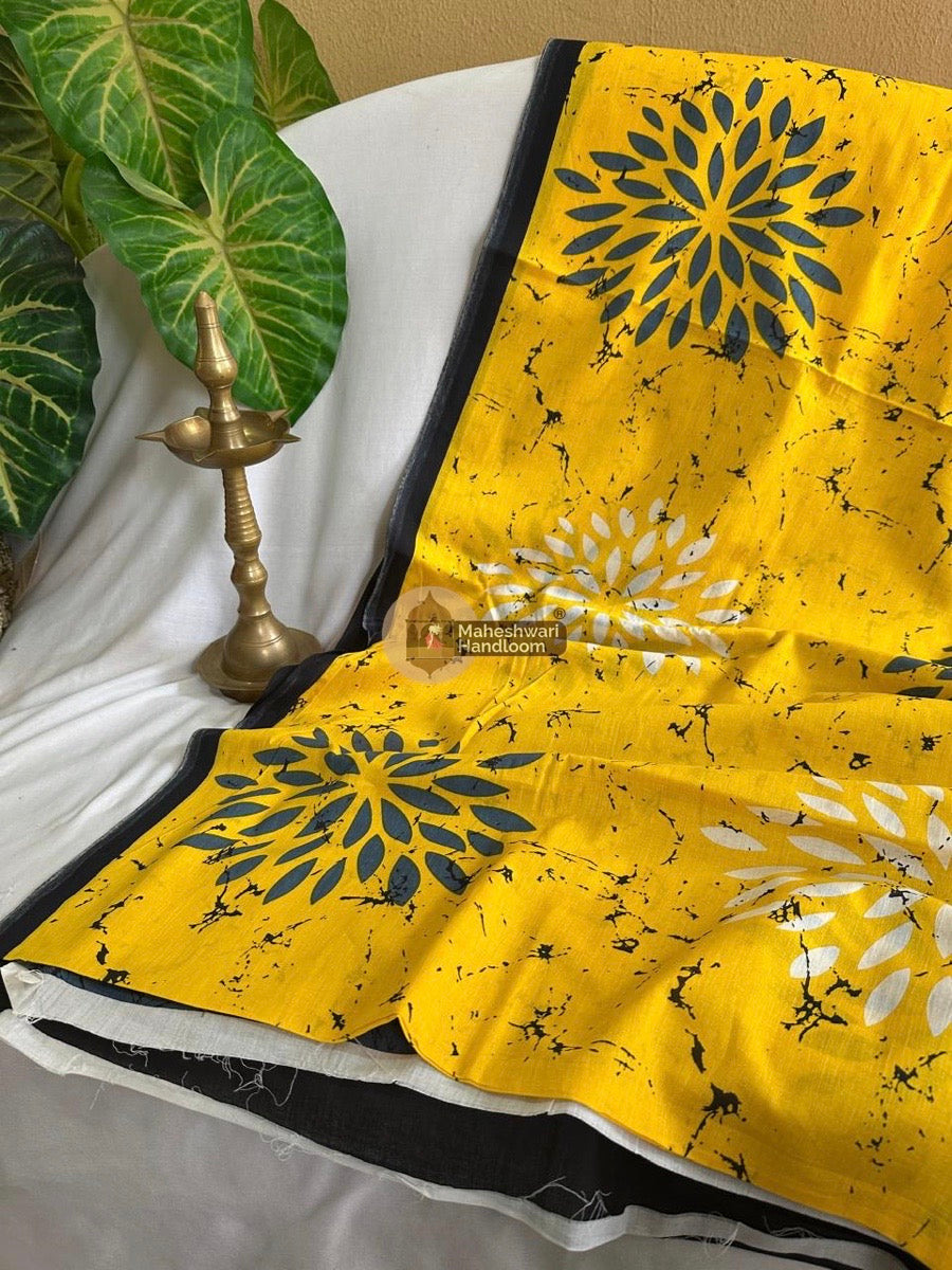 Yellow Cotton Printed Saree 07