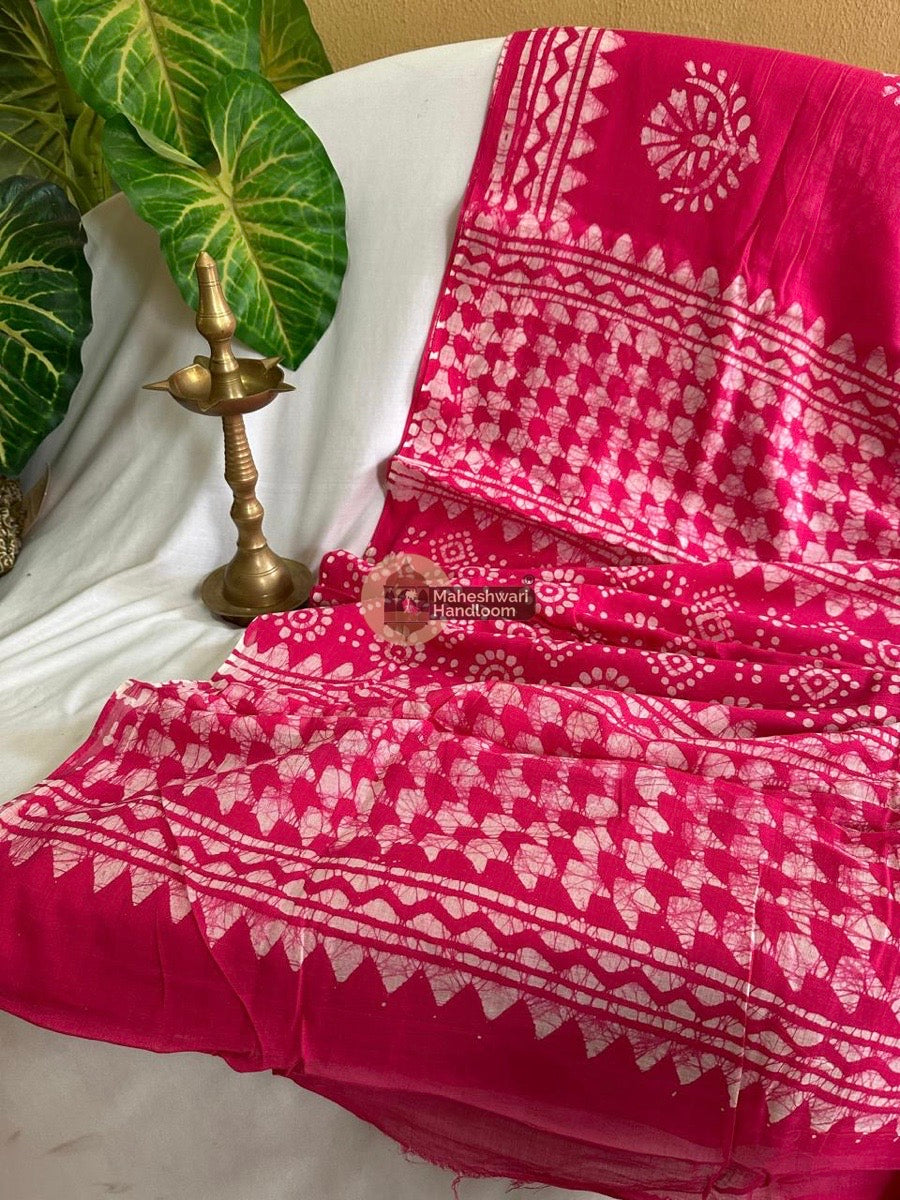 Rani Pink Cotton Printed Saree 013