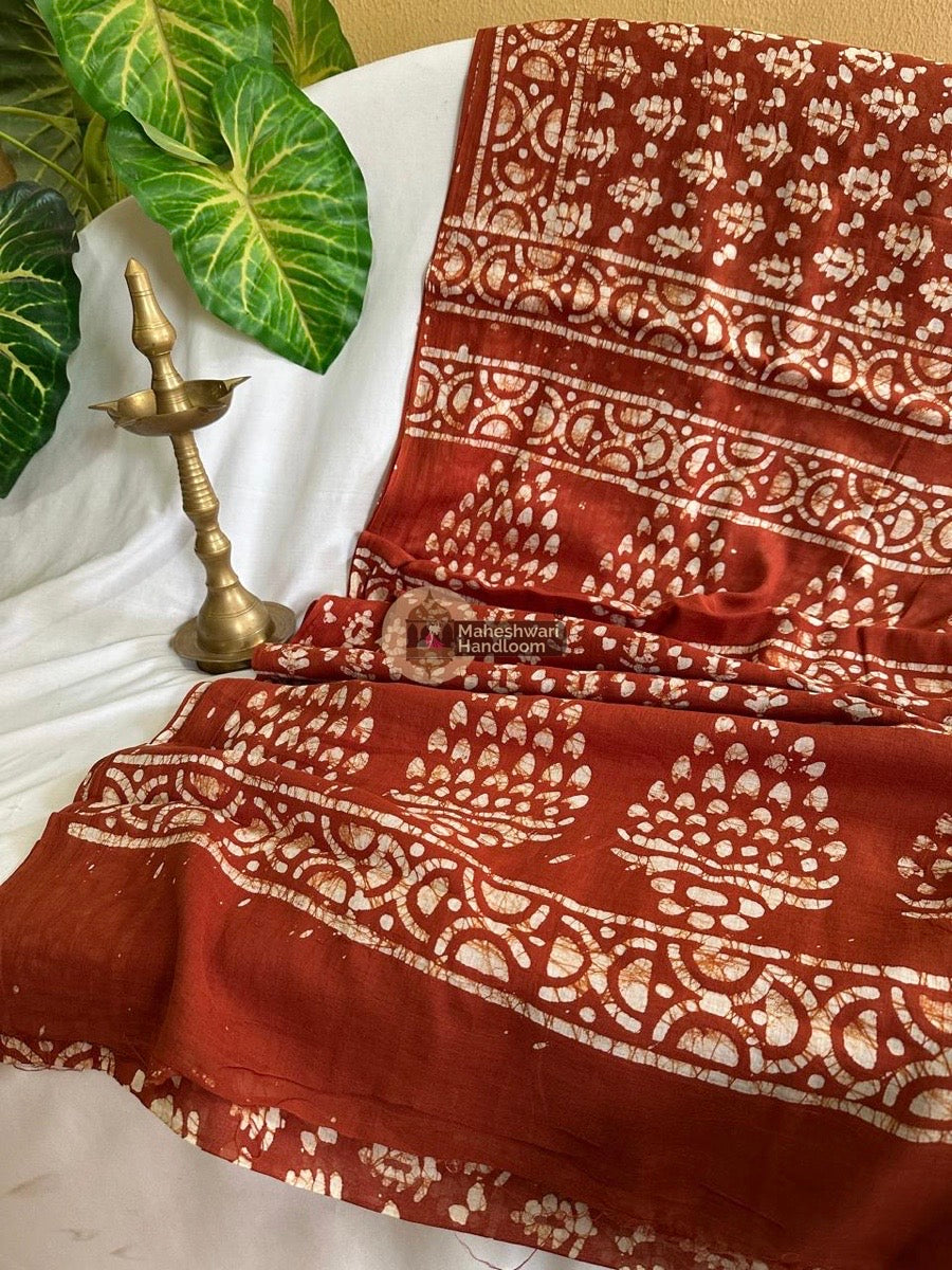 Brown Cotton Printed Saree 021