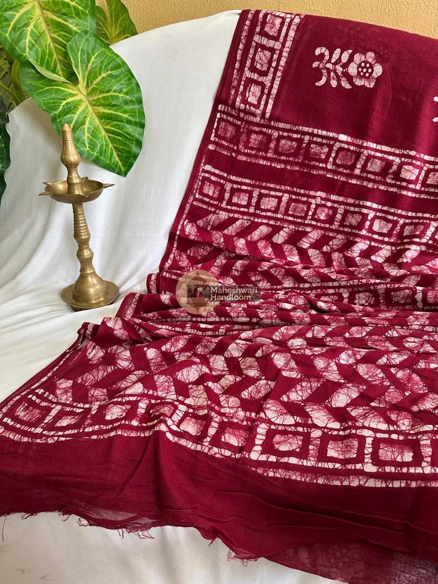 Maroon Cotton Printed Saree 029