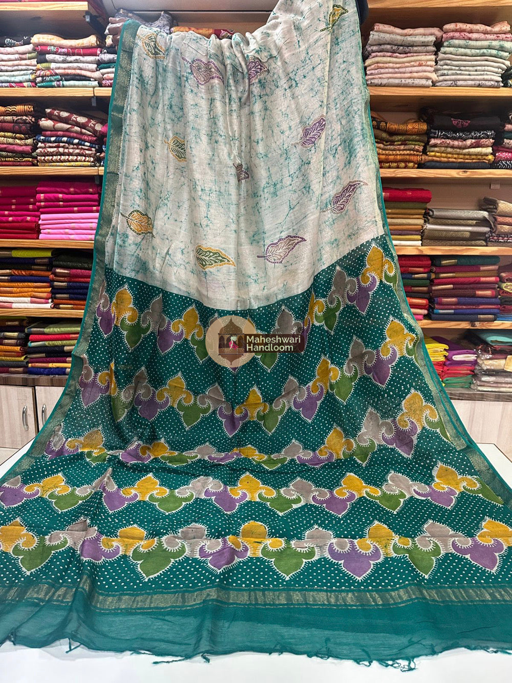 Maheshwari Batik Indonesian Hand Painted Silk Sarees