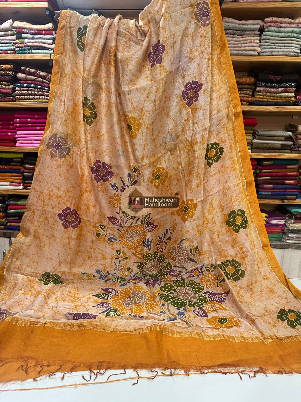 Maheshwari Batik Indonesian Hand Painted Silk Sarees