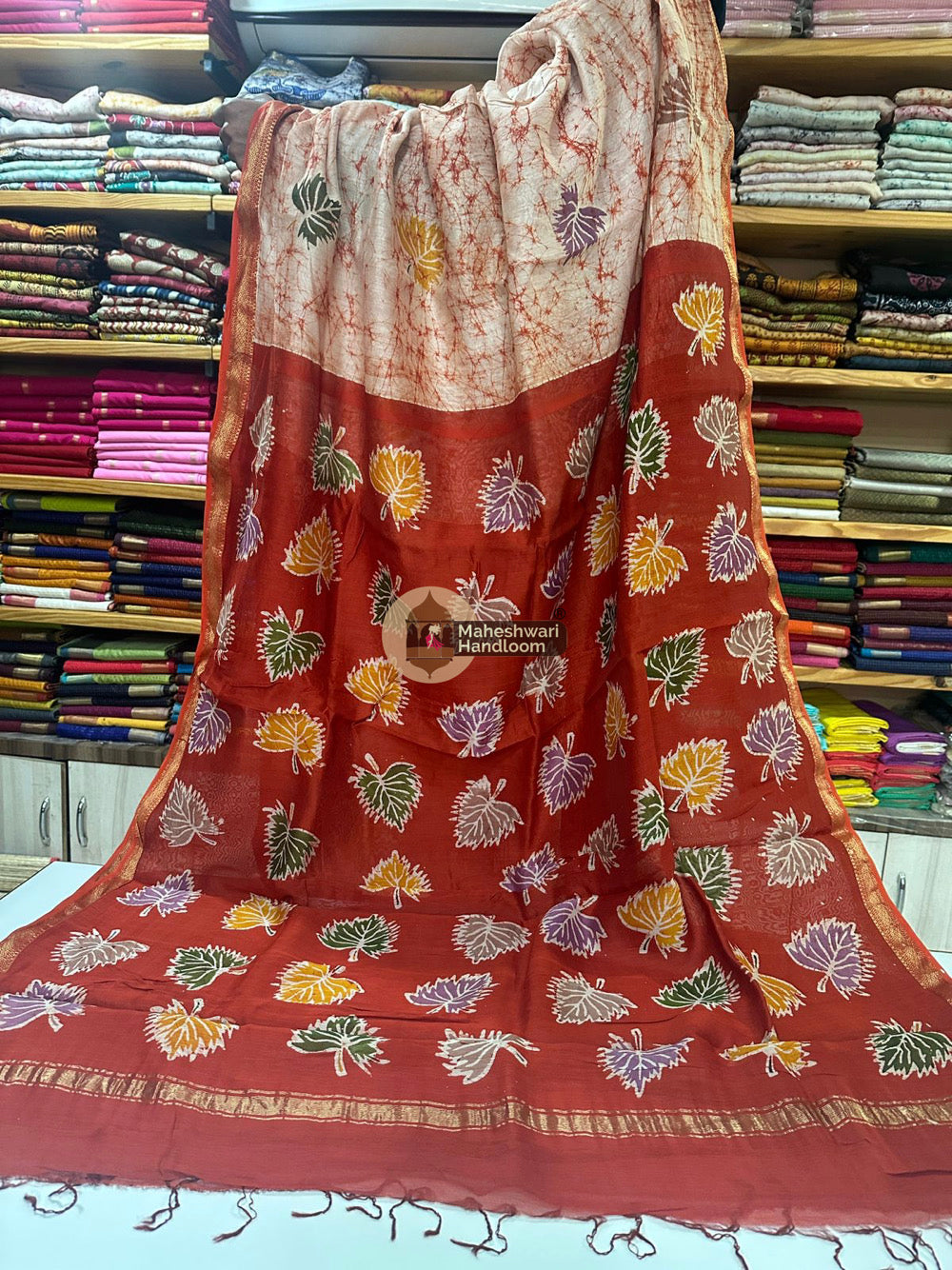 Maheshwari Batik Indonesian Hand Painted Silk Sarees