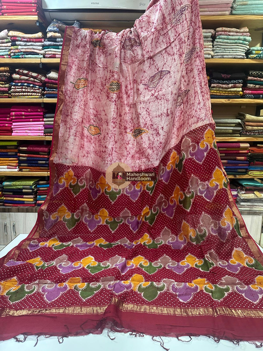 Maheshwari Batik Indonesian Hand Painted Silk Sarees