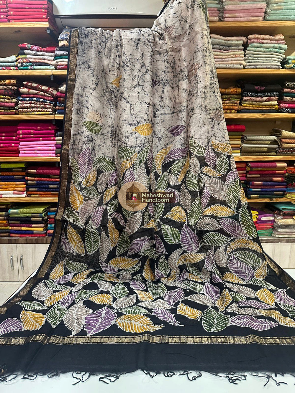 Maheshwari Batik Indonesian Hand Painted Silk Sarees