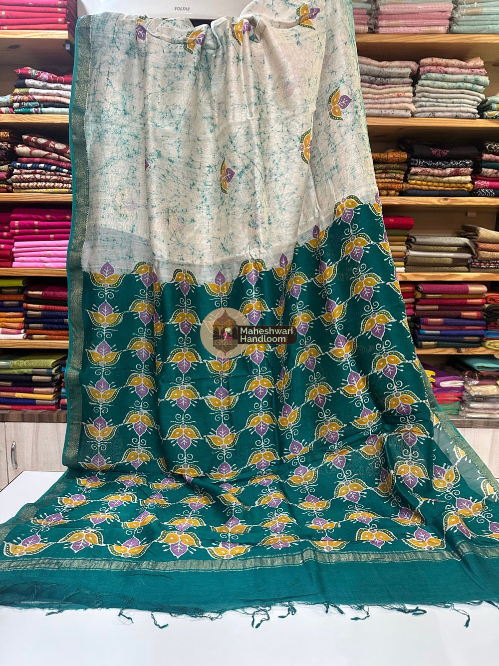 Maheshwari Batik Indonesian Hand Painted Silk Sarees