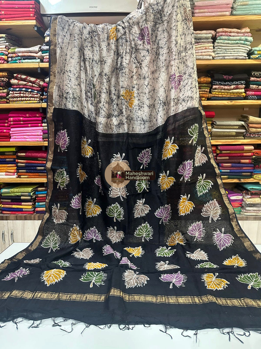 Maheshwari Batik Indonesian Hand Painted Silk Sarees