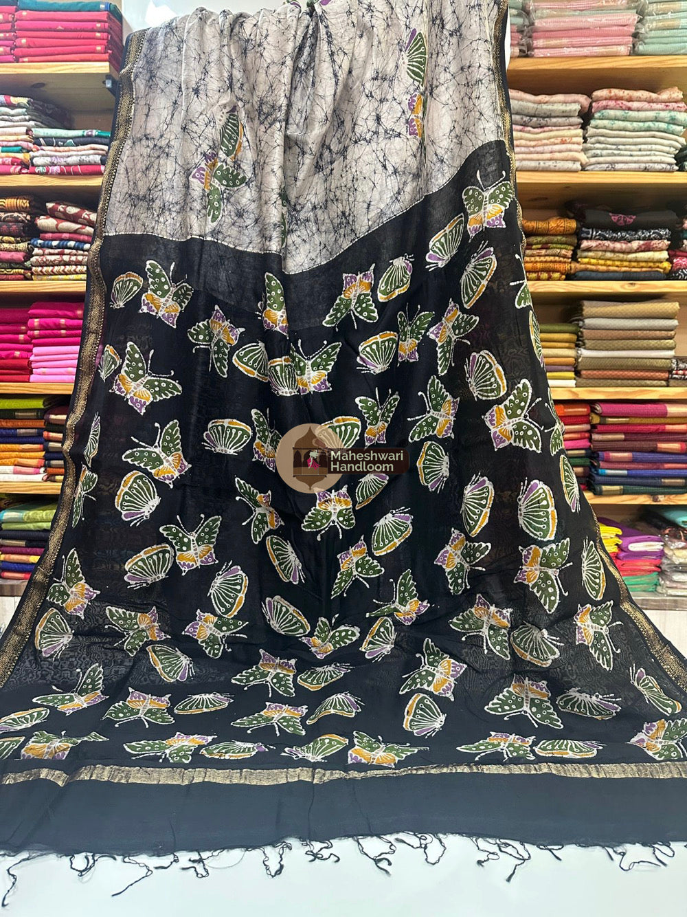 Maheshwari Batik Indonesian Hand Painted Silk Sarees