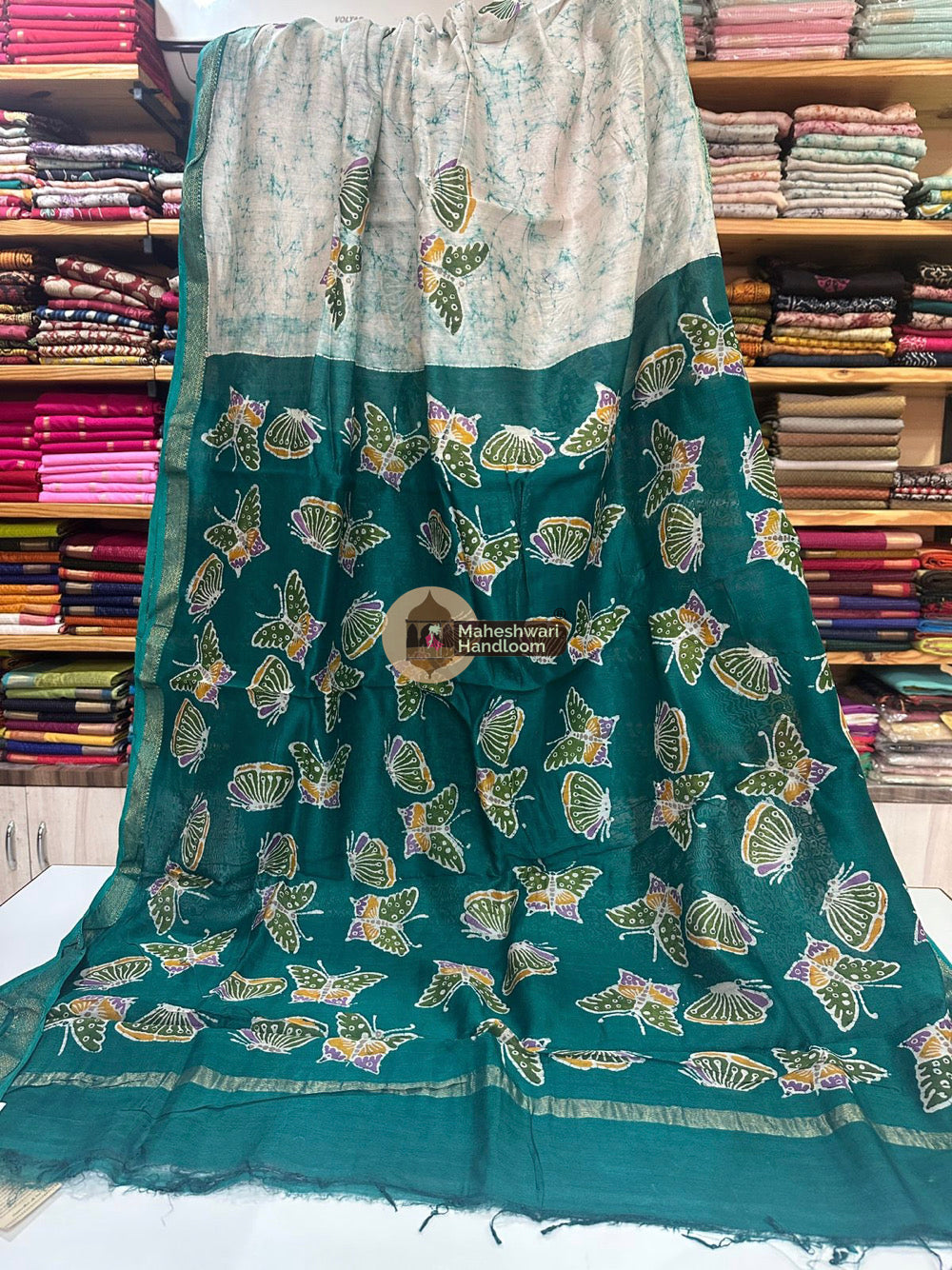 Maheshwari Batik Indonesian Hand Painted Silk Sarees