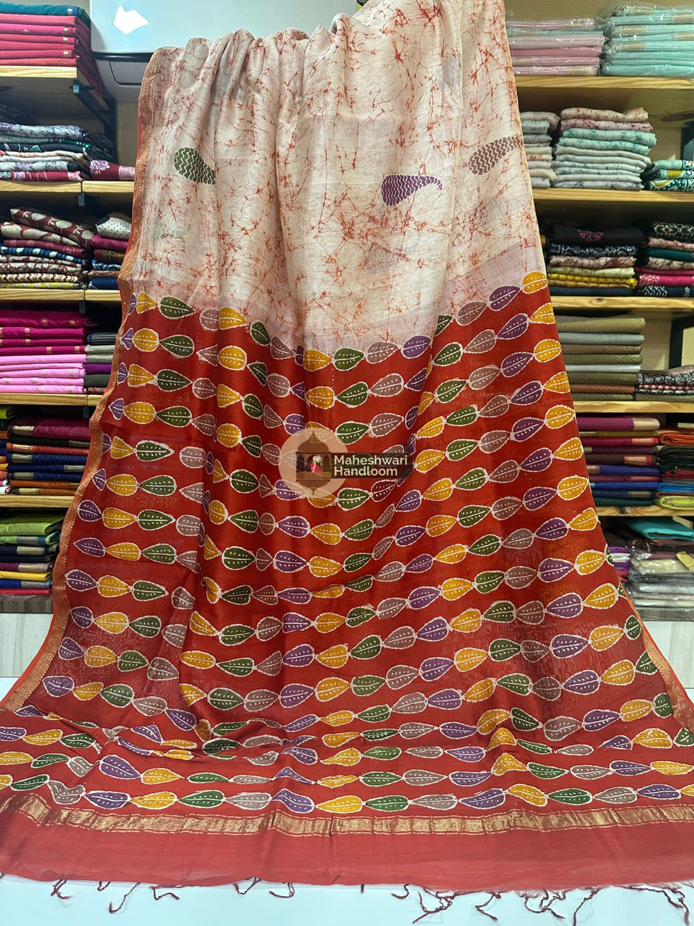 Maheshwari Batik Indonesian Hand Painted Silk Sarees