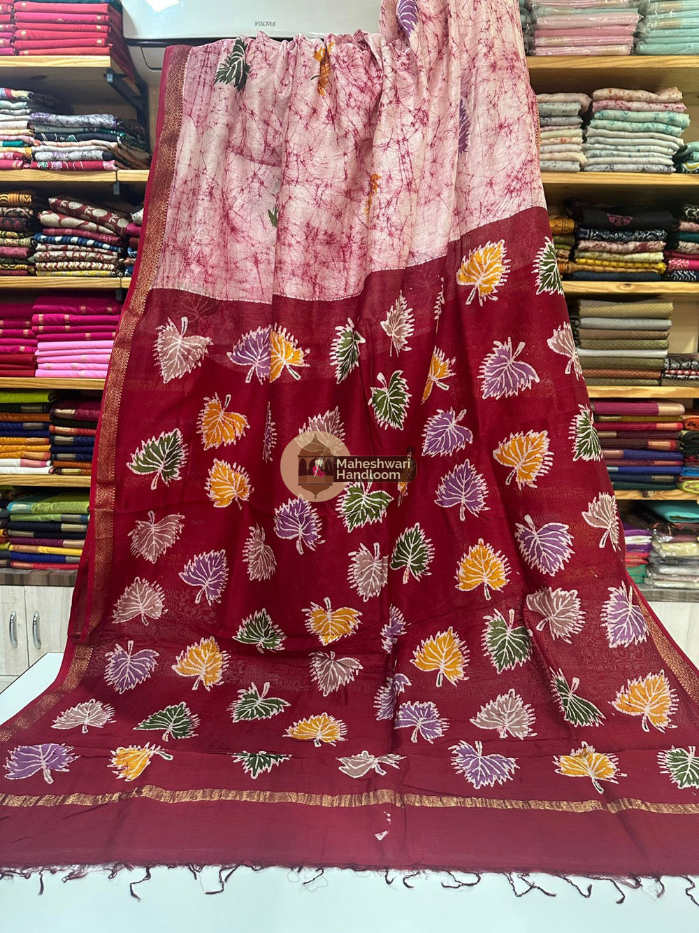 Maheshwari Batik Indonesian Hand Painted Silk Sarees