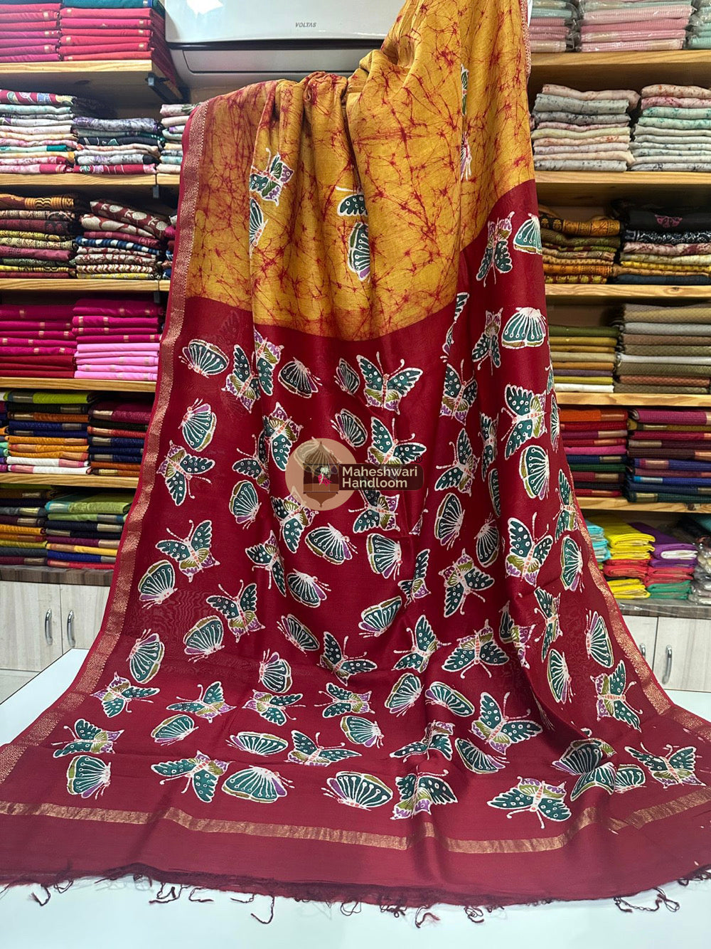 Maheshwari Batik Indonesian Hand Painted Silk Sarees