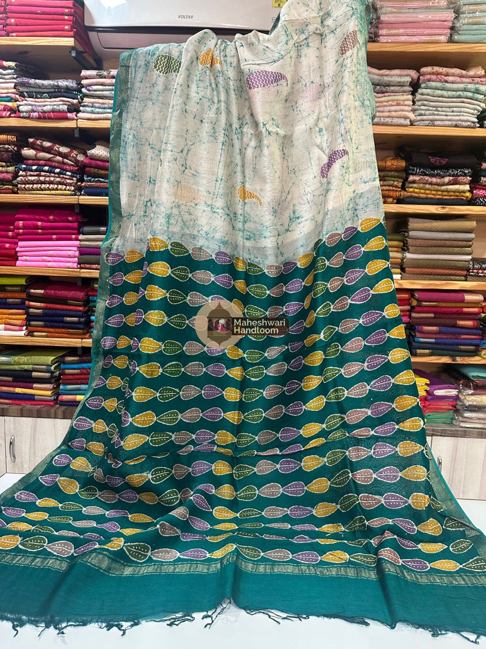 Maheshwari Batik Indonesian Hand Painted Silk Sarees