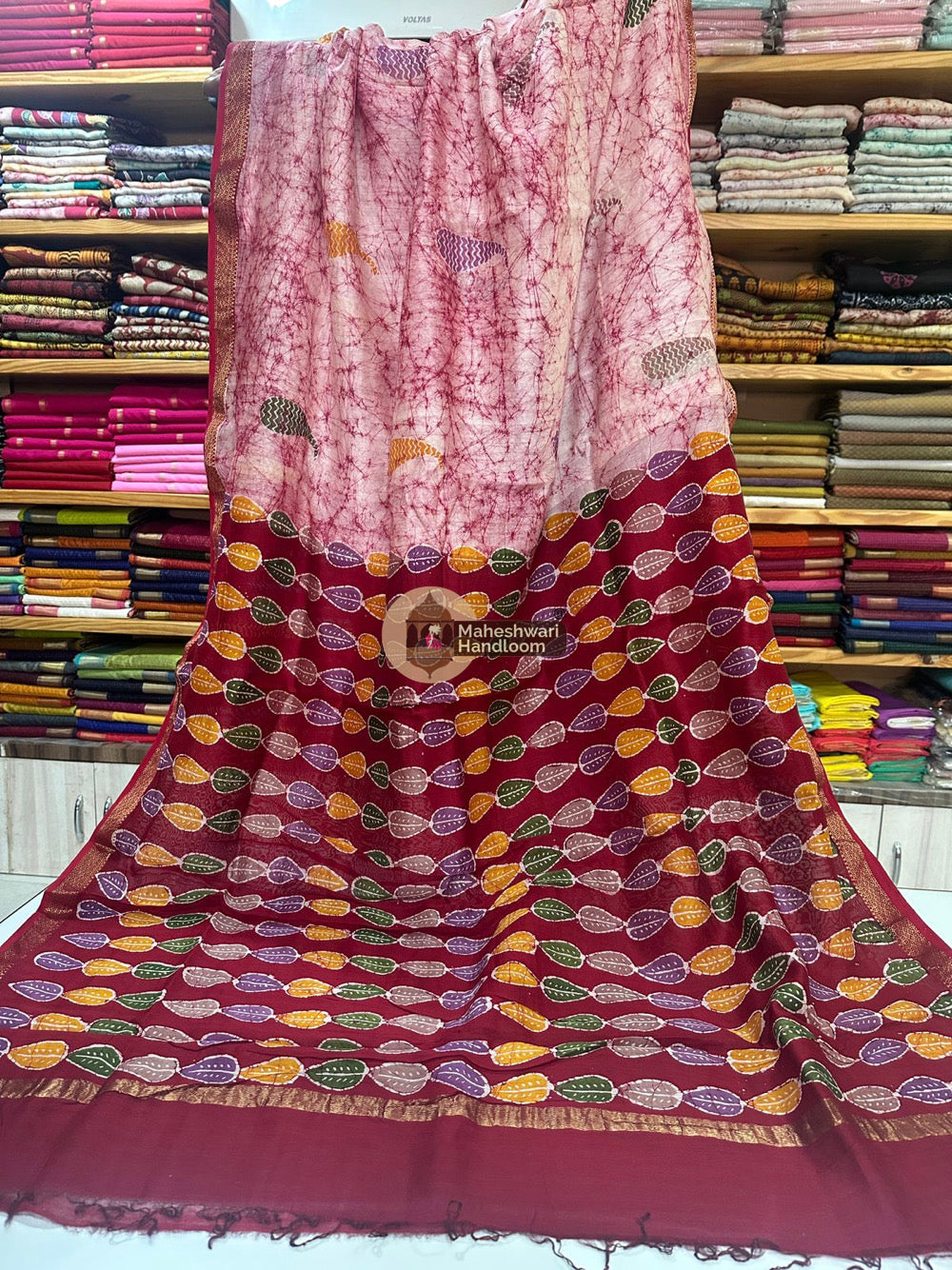 Maheshwari Batik Indonesian Hand Painted Silk Sarees
