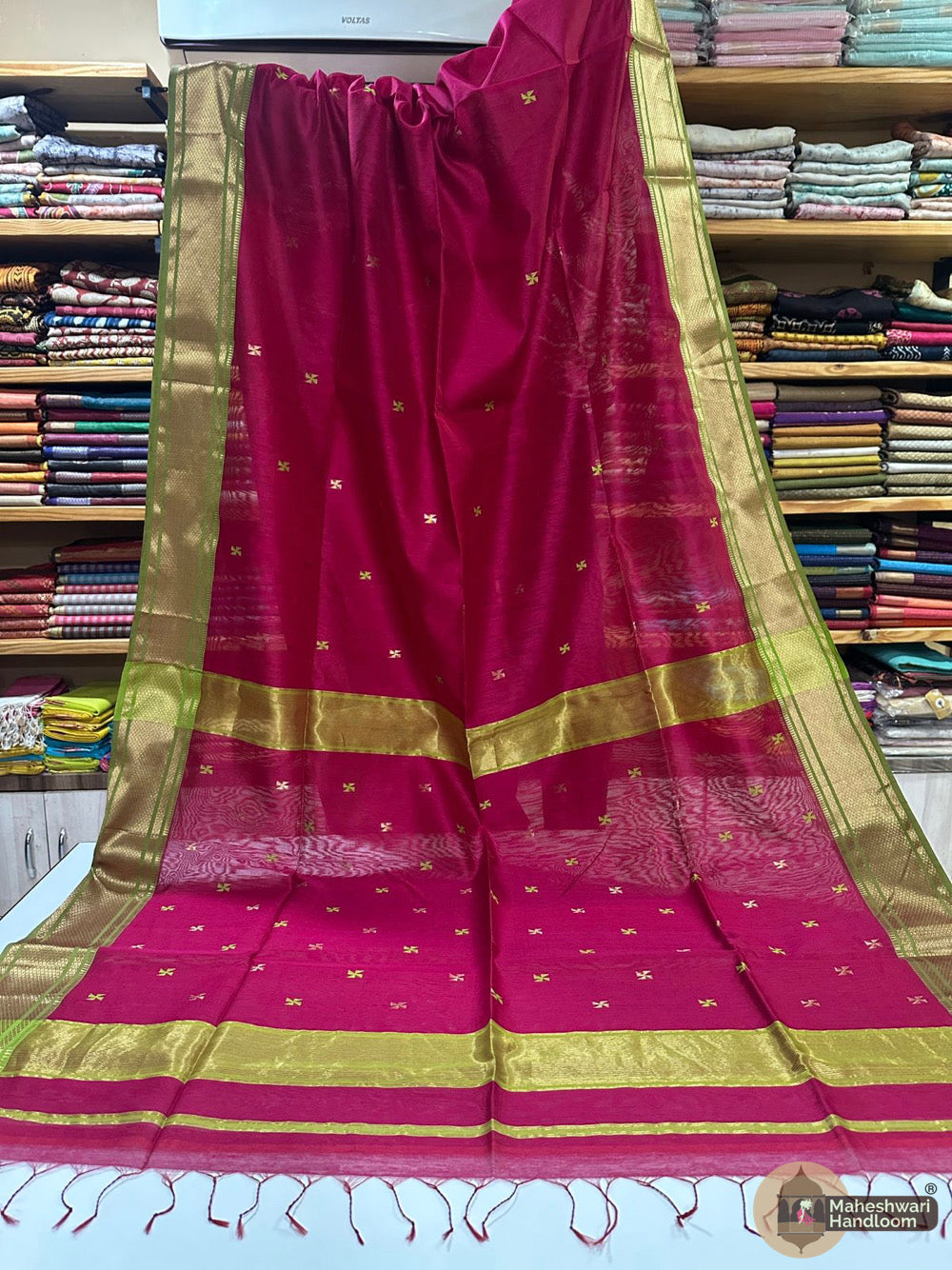 Maheshwari Swastik Zari Butti Sarees