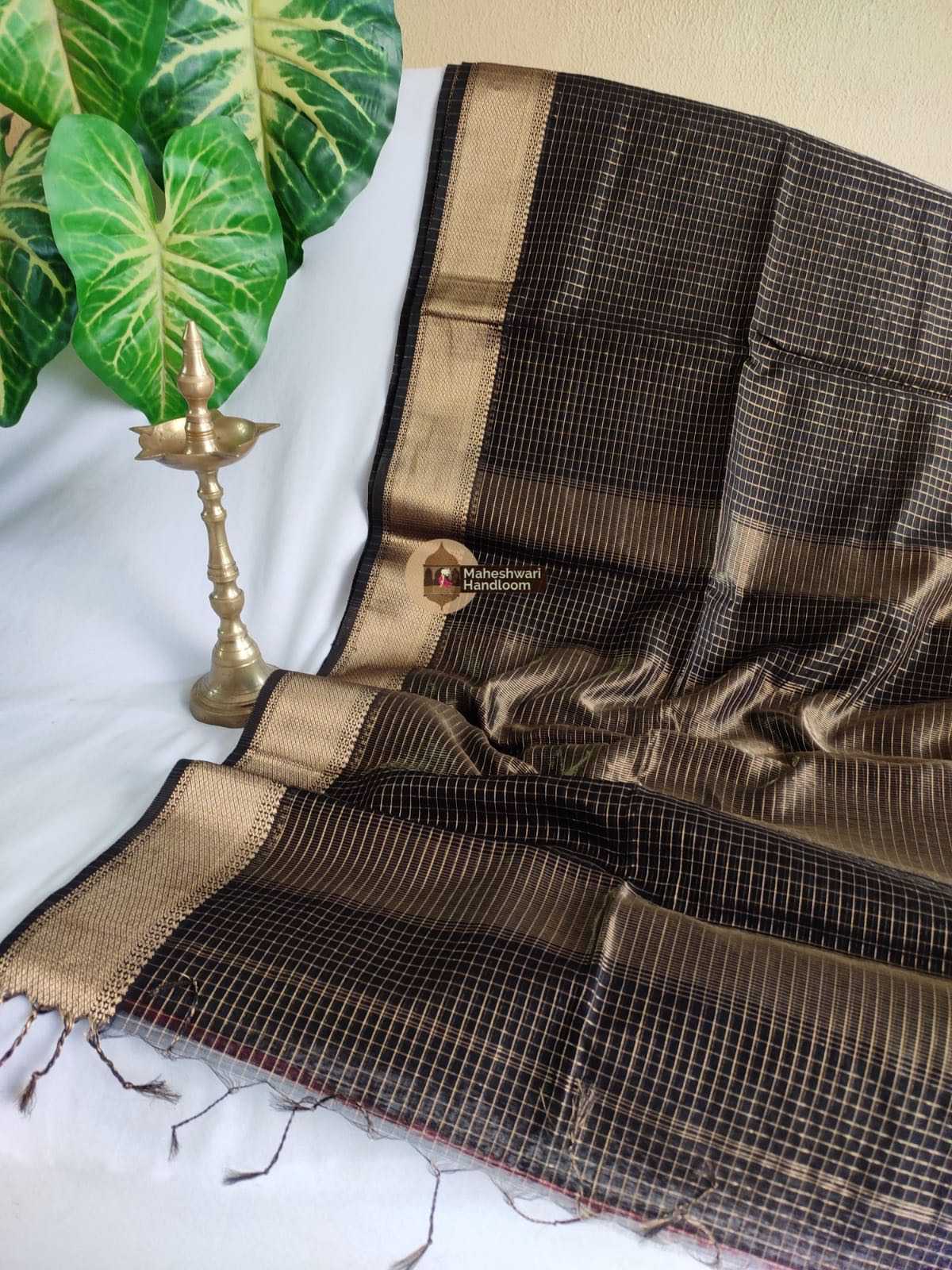 Black Zari Checks Saree 0149