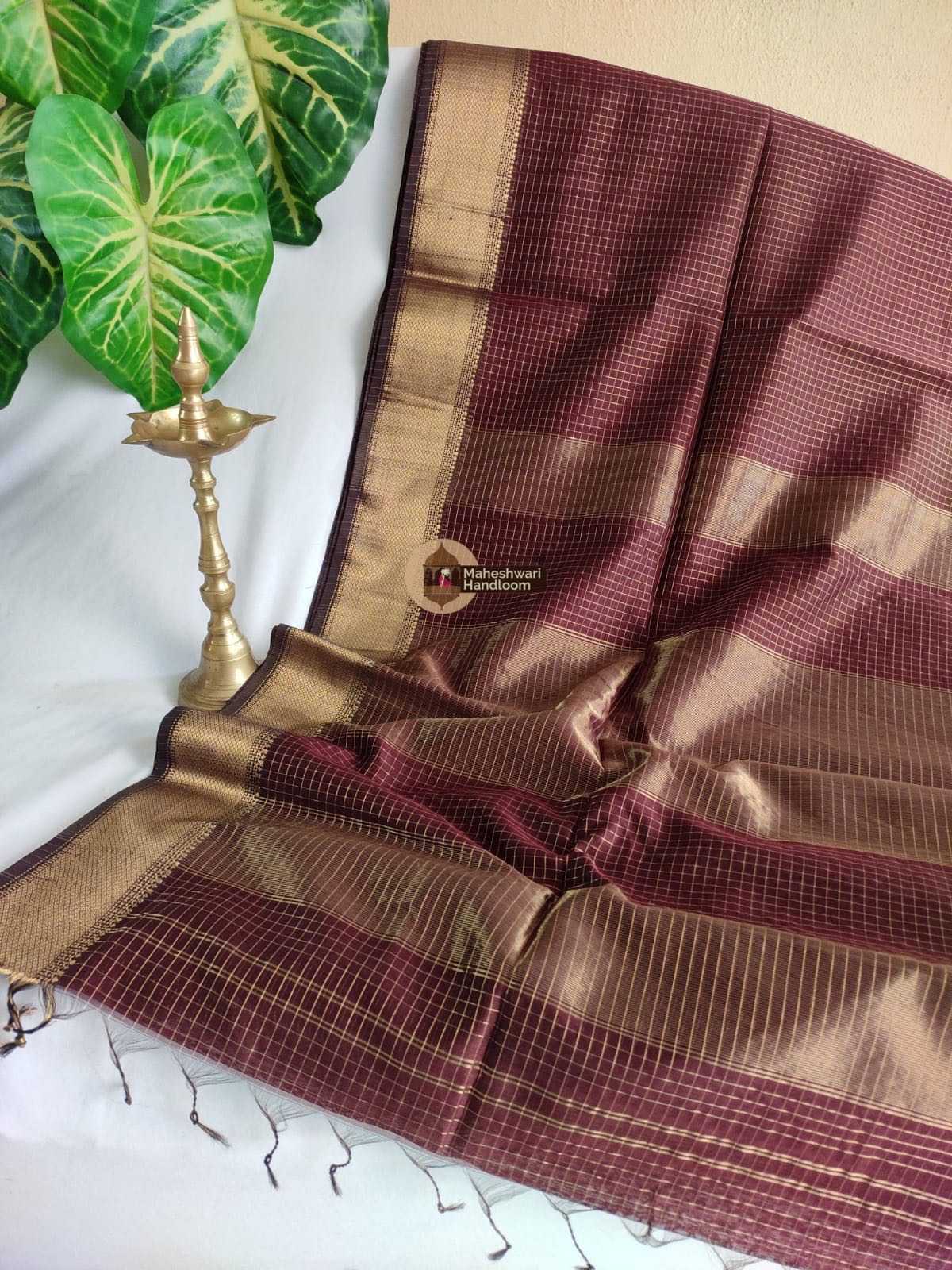 Maroon Zari Checks Saree 0159