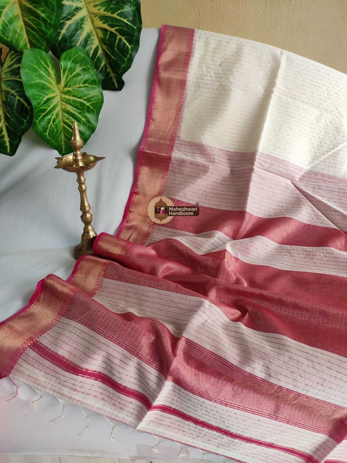 White Zari Checks Saree 0157
